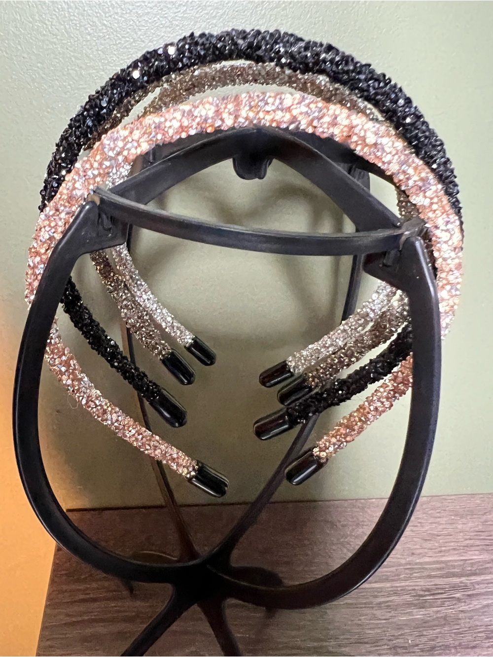Sparkle Crystal Headband 4-Piece - Black, Pewter, Rose Gold & Silver